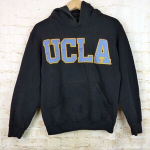 Vintage 90s UCLA Hoodie Womens S Black Big Logo Made USA Gold Standard Bruins
